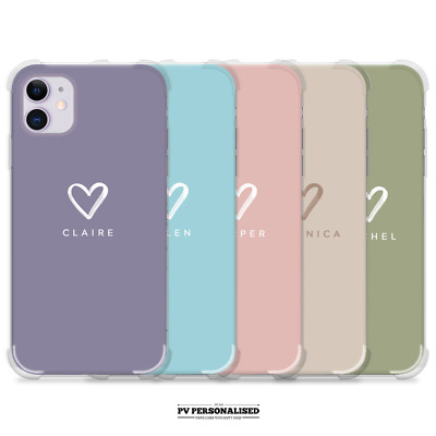 Personalisierte Handyhülle für iPhone 11 12 13 14 Pastell Niedlich Name Stoßfest Cover