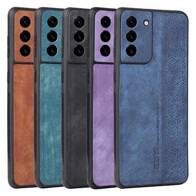 AZNS  Business Geometric pattern block Leather Back Cover Phone Cases