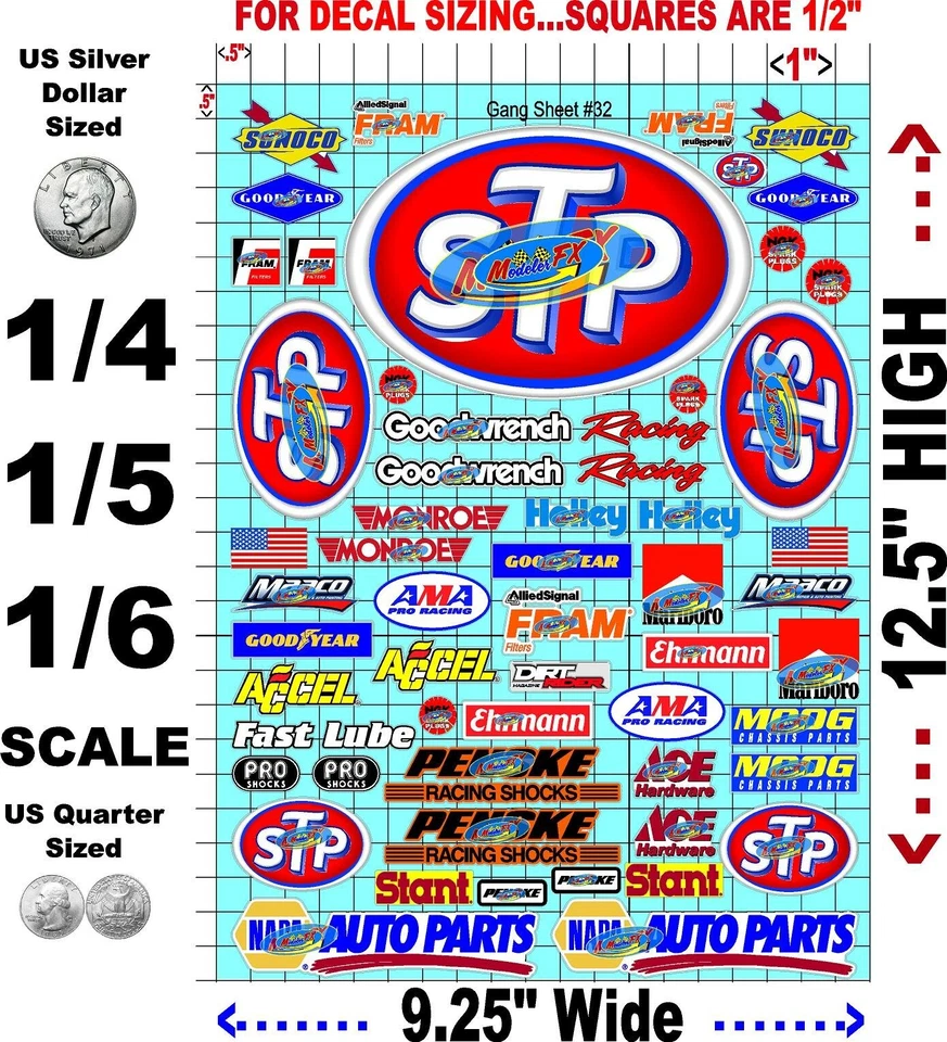 CLEAR VINYL SHEET 32-R/C MODEL Decal SHEET - HUGE 1/6TH TO 1/4 SCALE DIE-CUT STP - Image 2 of 4