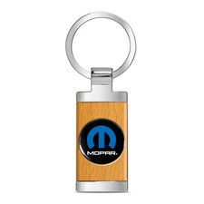 Mopar in Black Maple Wood Chrome Metal Trim Key Chain