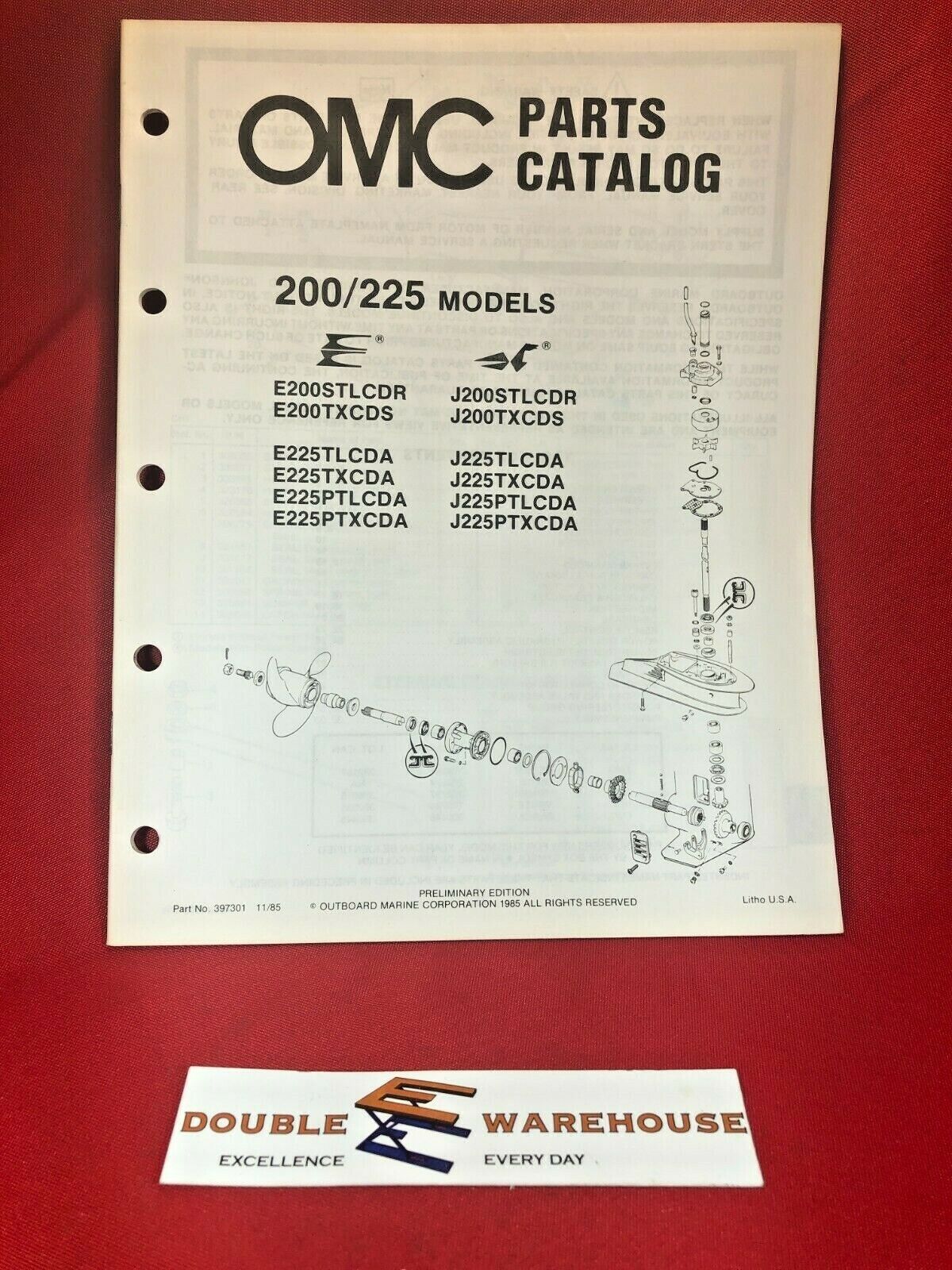 1985 OMC Parts Catalog Manual 397301 200/225 Models