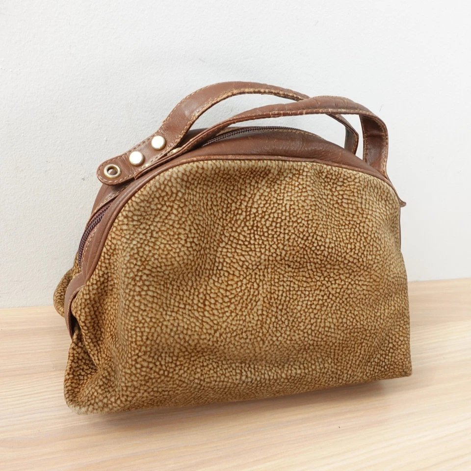 Bolso de cuero gamuza vintage pequeño camello ojo de pájaro bolsa REDWALL BORBONESE 91915 Foto 3 de 4