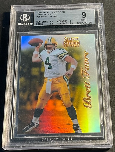 1996 BRETT FAVRE SELECT CERTIFIED MIRROR GOLD #85 PACKERS HOF BGS 9 POP 1
