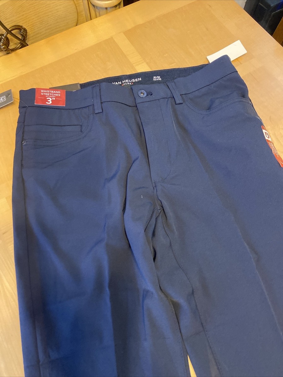 Van Heusen Flex Tech Pant Slim Fit 32x30 Navy Mens | eBay