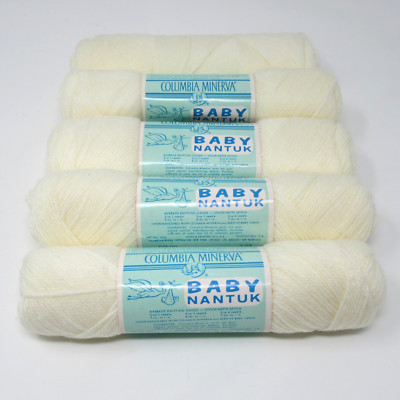 Columbia Minerva Baby Nantuk White 5575 Lot of 5 Skeins 1 oz each Same dye lot
