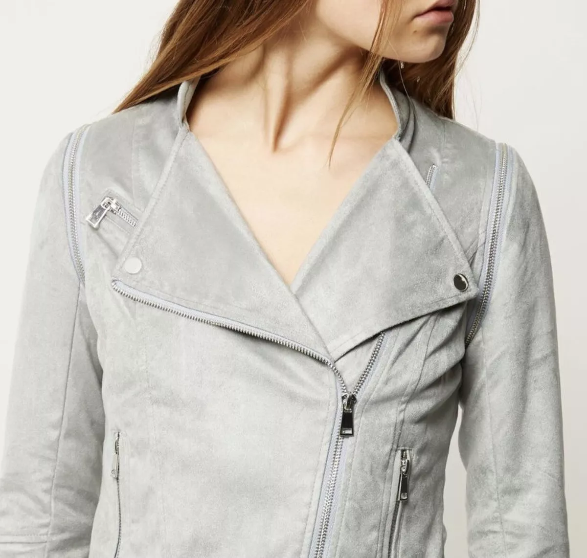 Light blue suede biker jacket cheap