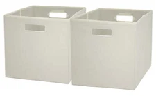 Better Homes & Gardens Fabric Cube Storage Bins (12.75" x 12.75"), Ivory, 2 Pack