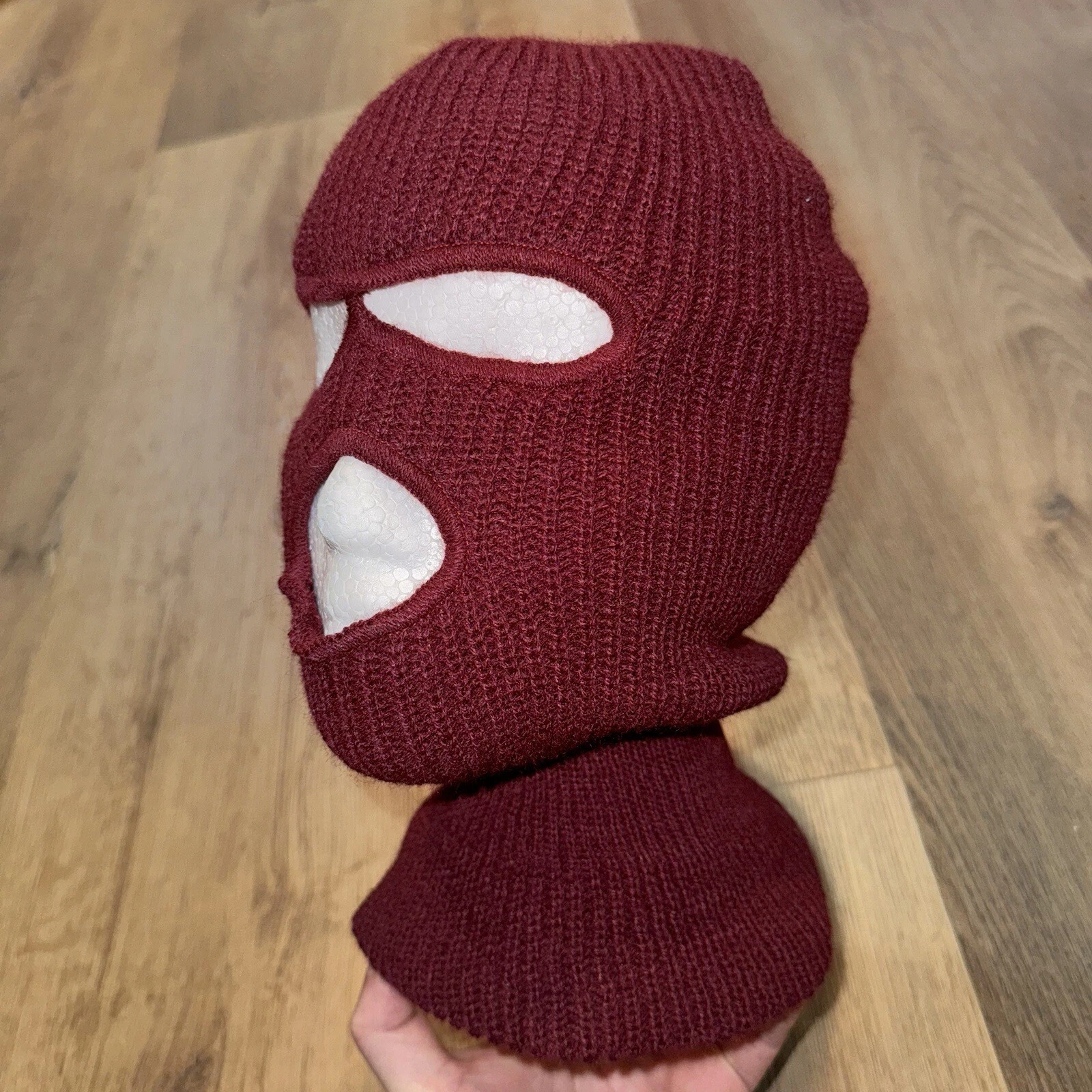Vintage Ski Mask Robber Beanie Apres Retro Ski Snow Hat Mod Burgundy VTG 70s 80s