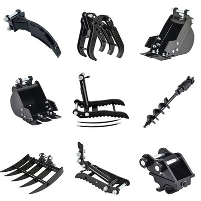 Mini Excavator Attachments Hydraulic Thumb Auger Ripper 200mm Bucket Quick Hitch