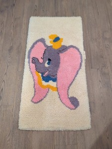 Vintage Dumbo Thick Wool Rug Walt Disney Production Nursery Wall / Floor 22 X 43