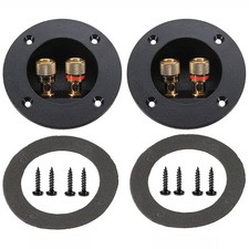 BlueMart 3" Round 2-Way Binding Post Screw Cup Connector Speaker Black - 2pcs