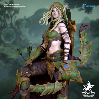 Alleria Windrunner, WOW, Warcraft, sexy Pin Up, Figur, 3D Druck, UNBEMALT