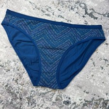 Victoria  s Secret 2010 Size Large Bikini Cotton Blue W/ VS Text Logo NWOT