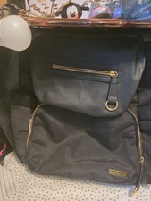 Skip Hop Diaper Backpack Bag - Black W/ Gold Zipper Accents Pockets EUC