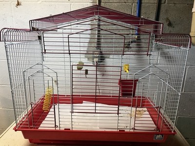 Prevue Pet Products Cockatiel Flight Cage Large Red White Metal Plastic