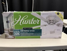 Hunter 52in Low Profile III Plus White Low Profile Ceiling Fan w/ Light 53075