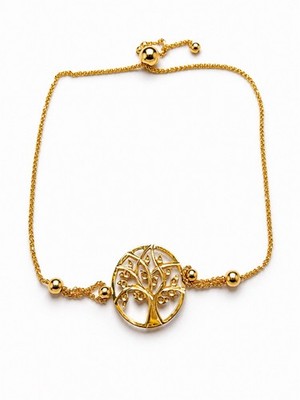 10K Gelbgold Lebensbaum Verstellbares Armband Brillanz Edler Schmuck Neu