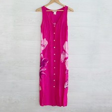 Vintage Anna Club by La Perla - Bright tropical floral button front dress 44 S-M