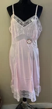 Vintage Spotlight Pink Full Slip with Lace Accents Size 42 SEXY !!
