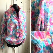 Giacca stile bomber shell vintage anni 80 M funky colorata floreale