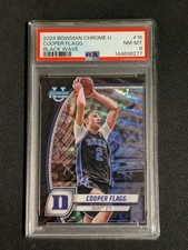 Cooper Flagg Rookie Refractor 2024-25 Bowman U Chrome Black Wave PSA 8 N Mint