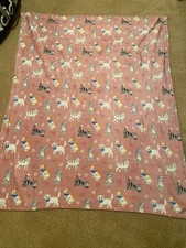 Fleece Cat Kitten Blanket Girl Pink w/ multicolor Cats Cozy For Your Princess