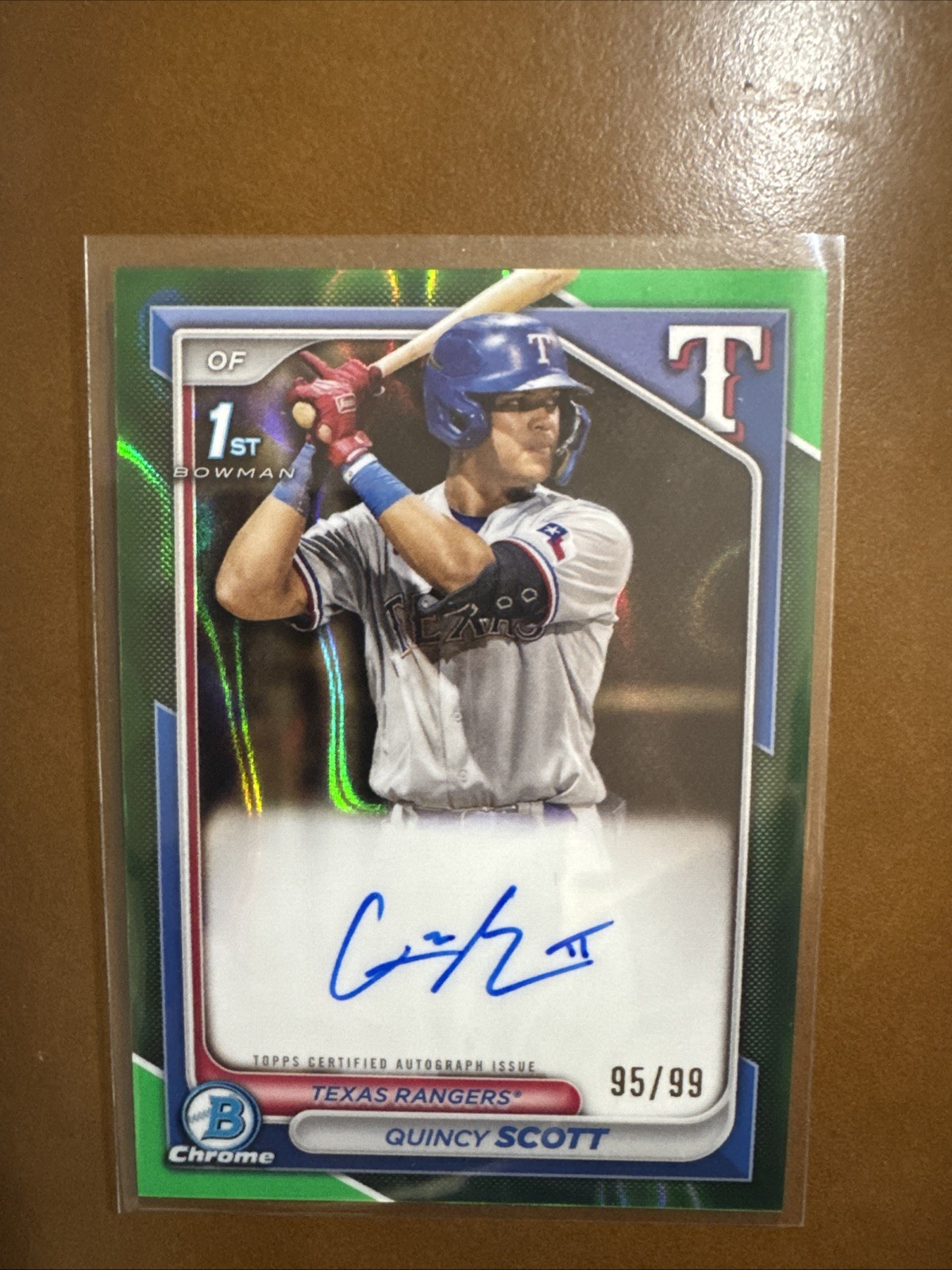 QUINCY SCOTT 2024 BOWMAN CHROME GREEN 1ST AUTO SP /99