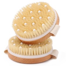 2-Pack Dry Brushing Body Brush for Lymphatic Drainage, Round Dry Exfoliating ...