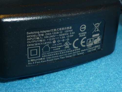 DSA-12CB-12 Power Supply 12V 1A 12W Switching Adapter Plug Black - Picture 3 of 3