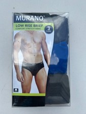 Murano Men's 3-Pack Cotton Low Rise Brief, Comfort Stretch, Size S-28/30