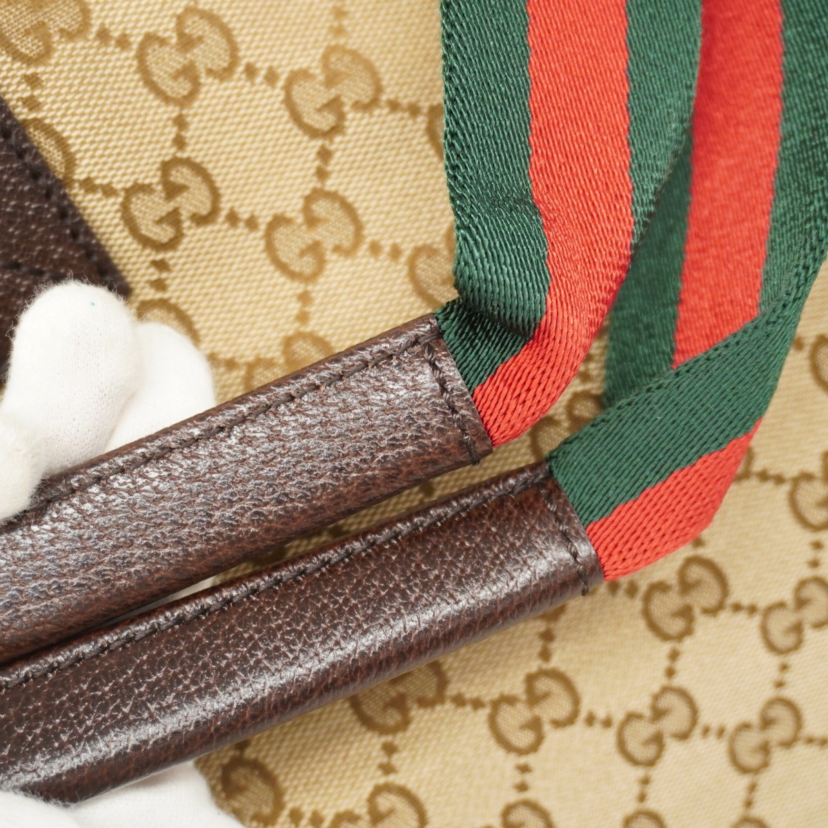 Auth [6ba1401] GUCCI Tote Bag GG Canvas/Shelly Line 155524 Canvas Beige Silv... thumbnail 7