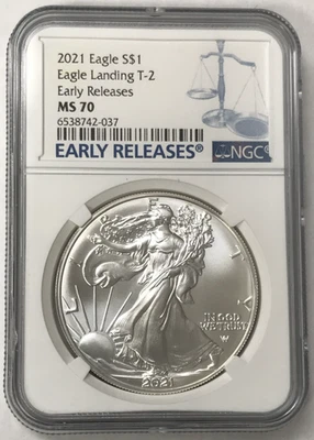 2021 Type 2 $1 Silver American Eagle SAE - Early Releases - NGC MS70 - Image 1 of 4