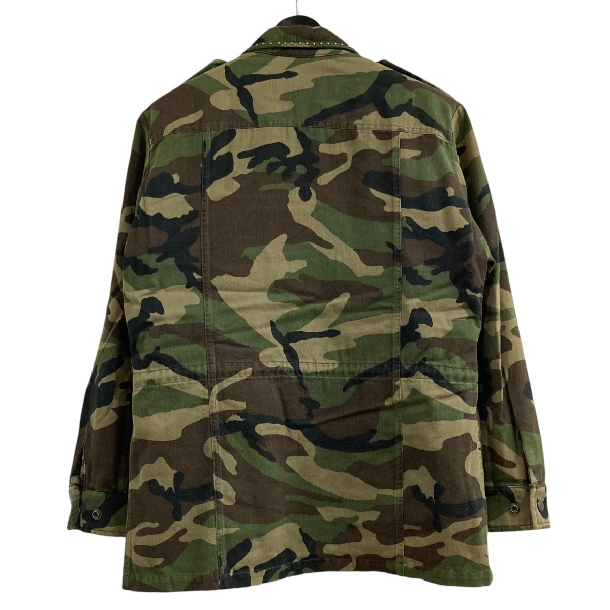 Giacca mimetica Saint Laurent Paris kaki nera taglia 38 borchie usata