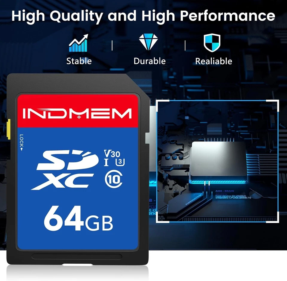 INDMEM 64GB SD Card 10pack, C10, U3, V30, High Speed up to 90M/S SDXC UHS-I - Image 4 of 4