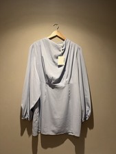 Pretty Lavish Light Blue Draped Long Sleeve Dress | UK 16