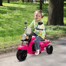 6V 3 Wheel Electric Motorcycle for Kids w/ Headlights, Music, Pink