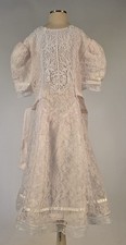 VINTAGE GUNNE SAX CHILD S WHITE LACE DRESS W SATIN TRIM SIDE TIES