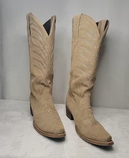 Lane SQUASH BLOSSUM Womens Cowboy Boots 9 Latte Suede Western Cowgirl Knee High