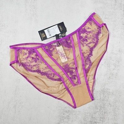 Dita Von Teese Femmoiselle Shocking Violet Embroidered Bikini Panty Size S