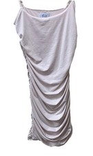 Oh Polly Oyster White Ruched Bodycon Mini Dress UK 8 US 4 EU 36 Party Evening