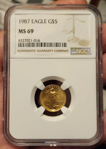 New Listing1987 1/10 American Gold Eagle $5 Coin NGC MS69