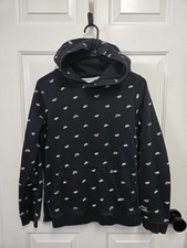 Nike Sportswear Club Boy's All Over Logo Swoosh Fleece Hoodie Pullovers XL