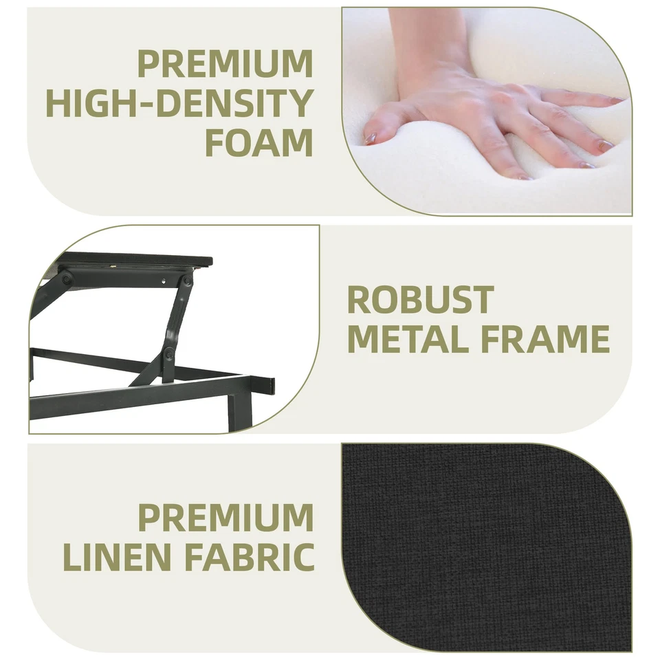 Sofá cama 3 en 1 convertible de 55" futón extraíble marco de metal ahorro de espacio Foto 4 de 4