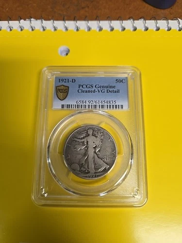 1921-D 50C PCGS VG DETAIL 1921 D WALKING LIBERTY HALF DOLLAR SILVER 50c