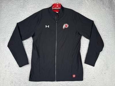 Utah Utes Jacket Mens Medium Black NCAA Under Armour Full Zip 1850 Patch Warmup