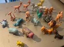 Vintage Plastic Toy Lot - Animals, Cats, Giraffe, Tiger, Hippo, Donkey