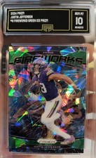 2024 PANINI PRIZM #8 JUSTIN JEFFERSON FIREWORKS GREEN ICE GMA 10