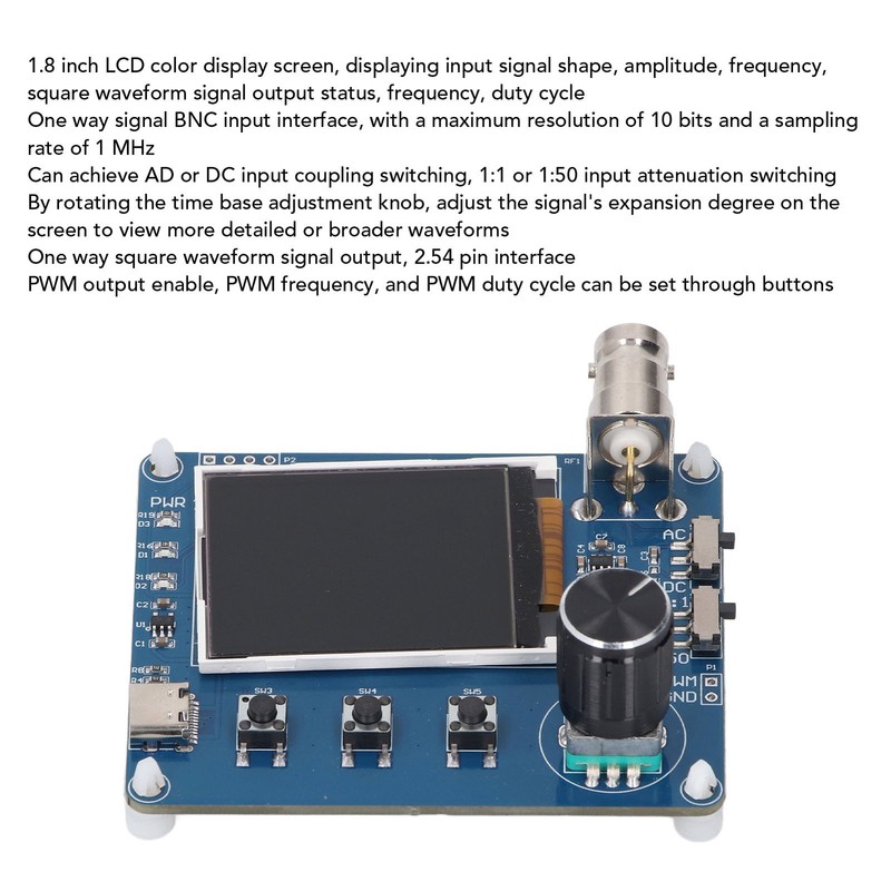 1.8 Inch Handheld Pocket Oscilloscope 1MHz 10Bit