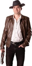 Faux Leather Jacket Brown   Jungle Explorer Archeologist Lightweight Costume L