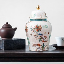 Decorative Porcelain Jar Glazed Beautiful Home Decor Accent Art